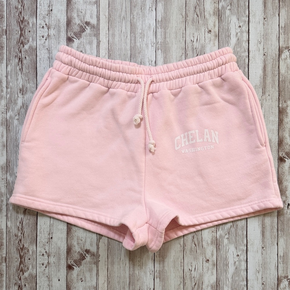 Sunkissed Coconut Women's Pink Casual Terry Shorts sz Medium Cotton 2" Chelan